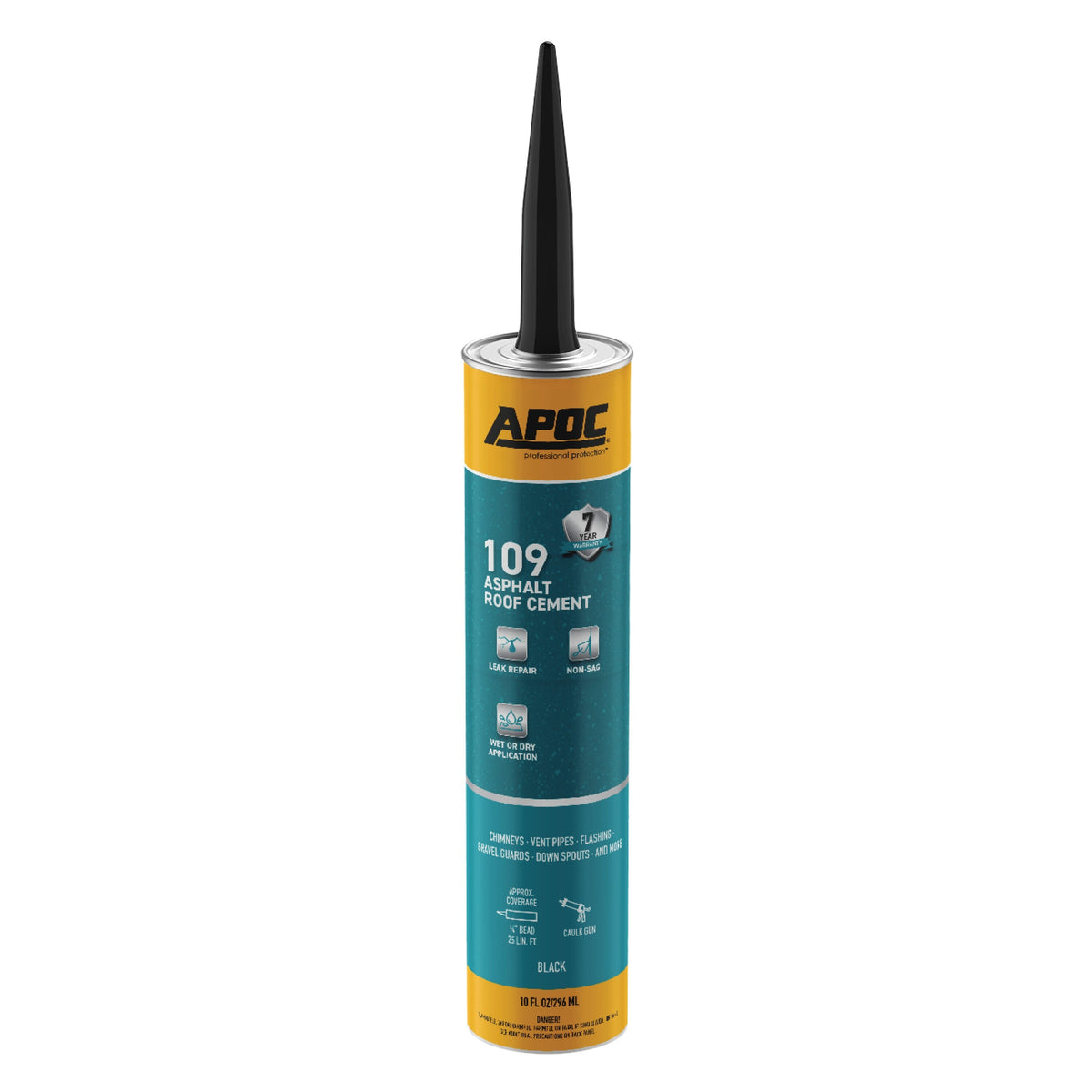 APOC 109 Fibered Waterproof Asphalt Roof Cement Sealant, 10-oz Tube