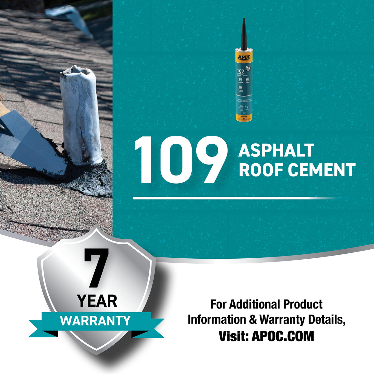 APOC 109 Fibered Waterproof Asphalt Roof Cement Sealant, 10-oz Tube