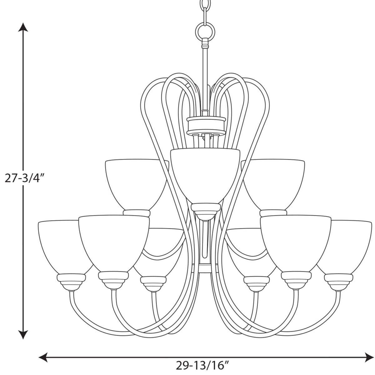 Progress Lighting Heart 9-Light Brushed Nickel Transitional Chandelier