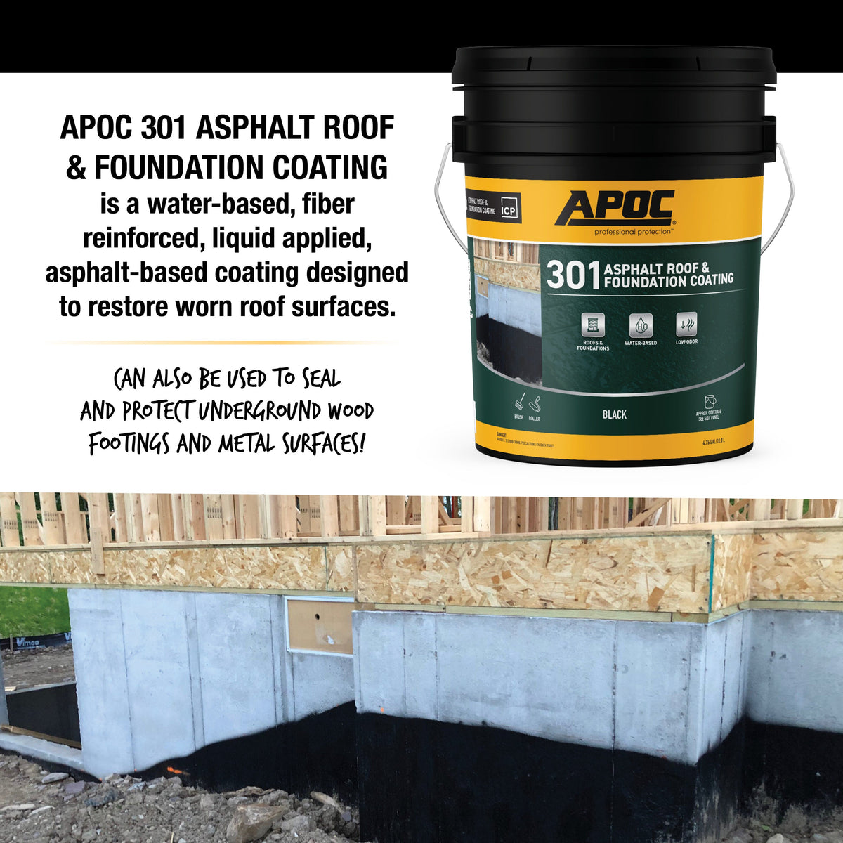 APOC 301 4.75-Gallon Fibered Asphalt Roof & Foundation Coating - Black