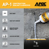 APOC AP-1 10.1-oz Waterproof Roof Sealant – Gray, Low-VOC Construction Sealant & Adhesive