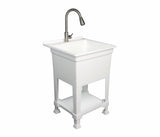 Project Source 24-in x 24-in White Freestanding Utility Tub with Faucet and Drain