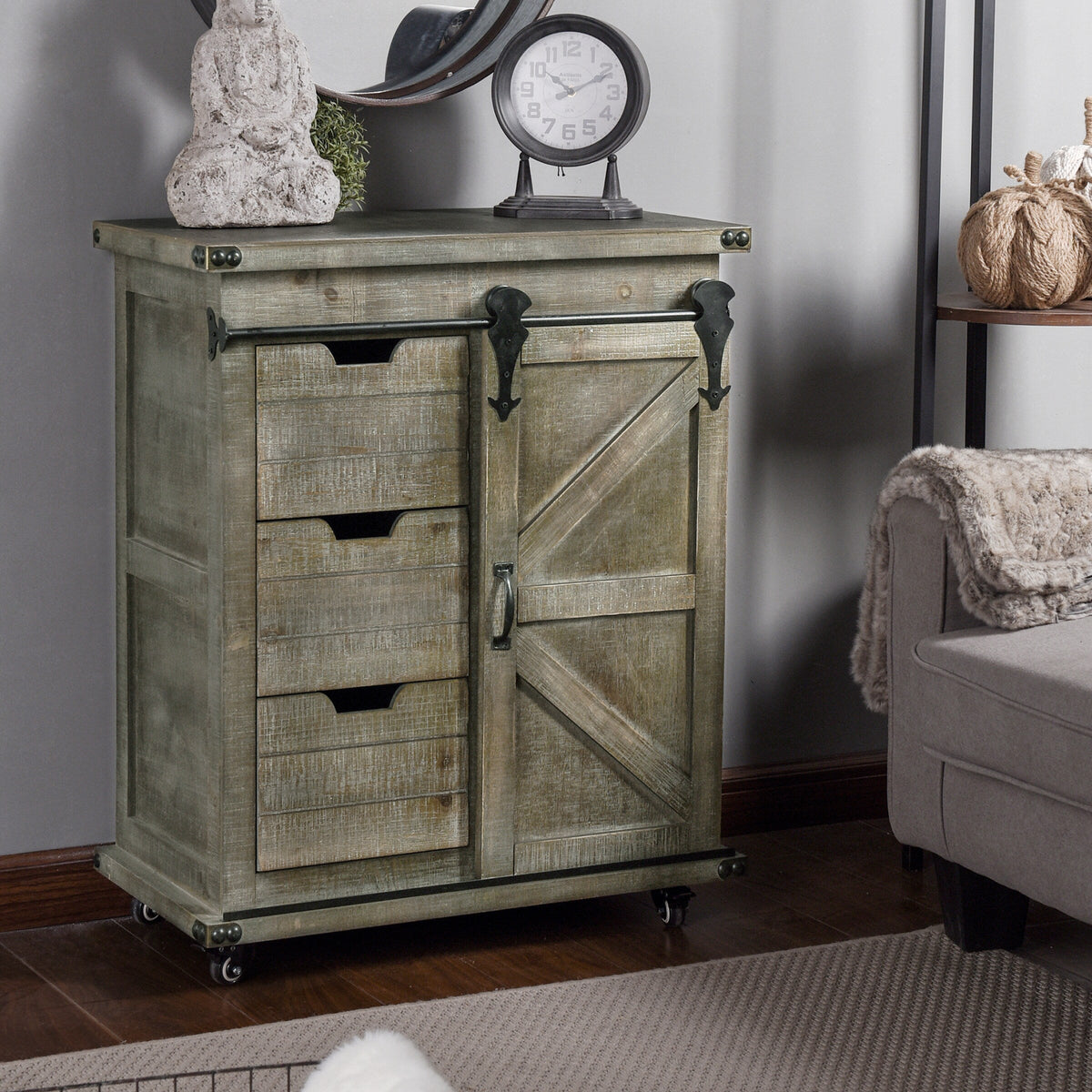 StyleCraft Home Collection Gray Rustic Wood Media Cabinet