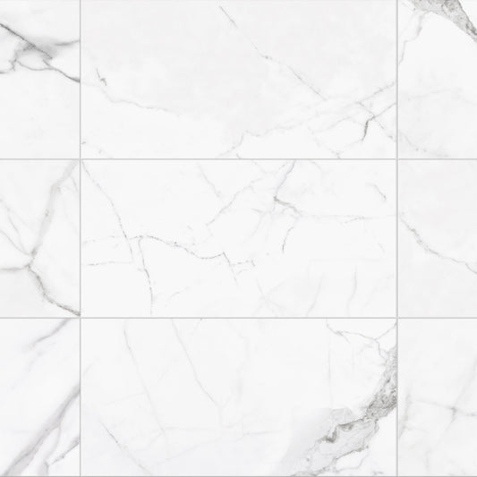 Satori Statuario 12-in x 24-in Polished Porcelain Marble Look Floor and Wall Tile (1.93-sq. ft/ Piece)