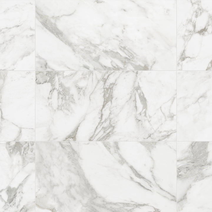 Satori Bianco Palazzo 12-in x 24-in Polished Porcelain Marble Look Floor and Wall Tile (1.94-sq. ft/ Piece)