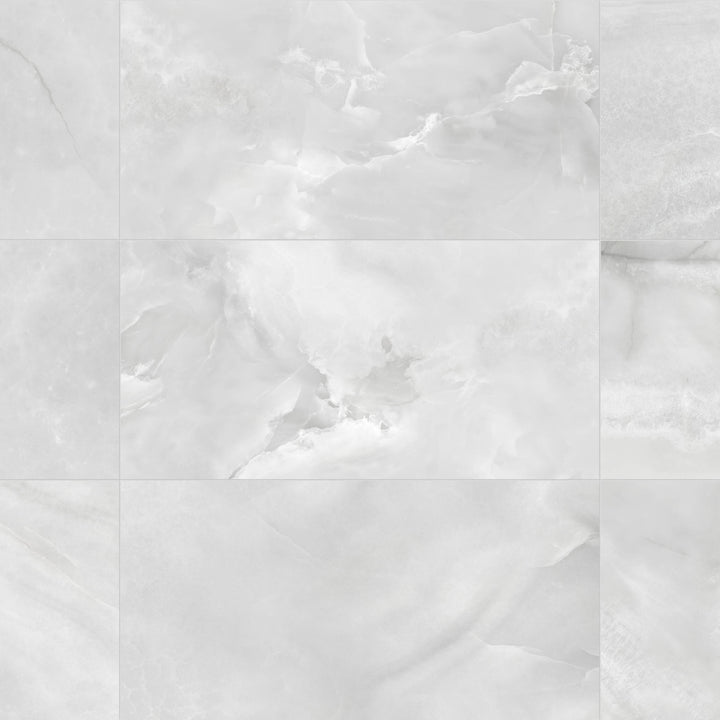 Satori Onyx Luna 12-in x 24-in Polished Porcelain Marble Look Floor and Wall Tile (1.94-sq. ft/ Piece)