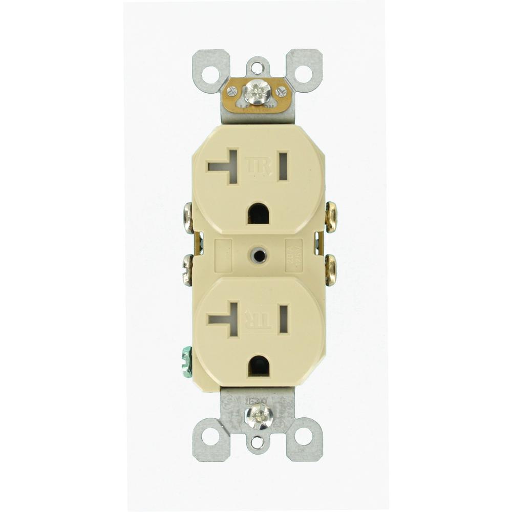 20 Amp Residential Grade Self Grounding Tamper Resistant Duplex Outlet, White - Super Arbor