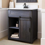 Style Selections Morriston 30-in Distressed Java Single Sink Bathroom Vanity with White Engineered Stone Top