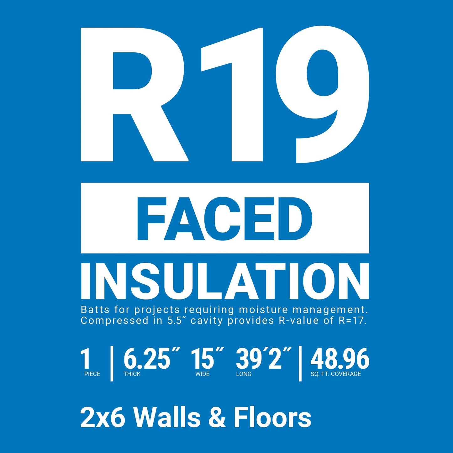 Owens Corning EcoTouch R-19 Kraft-Faced Fiberglass Insulation Roll, 15 in. W x 39.2 ft L, 48.96 sq ft