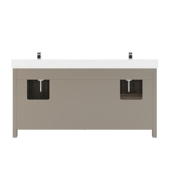 Kali 72 in. W x 22 in. D Bath Vanity in Gray ENGRD Stone Vanity Top in White with White Basin Power Bar and Organizer
