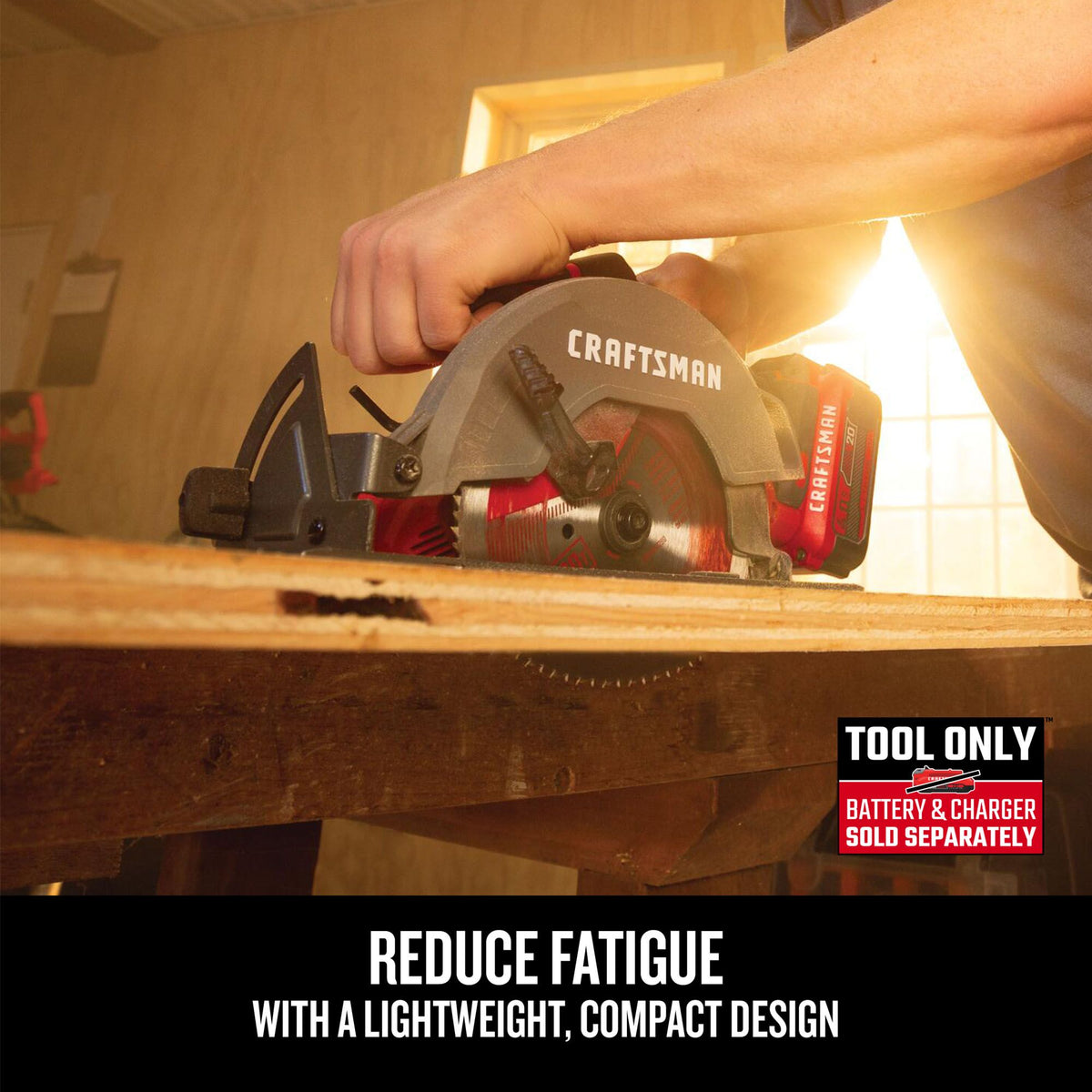 CRAFTSMAN V20 20-Volt Max 6-1/2-in Cordless Circular Saw with Brake and Metal Shoe, Tool Only