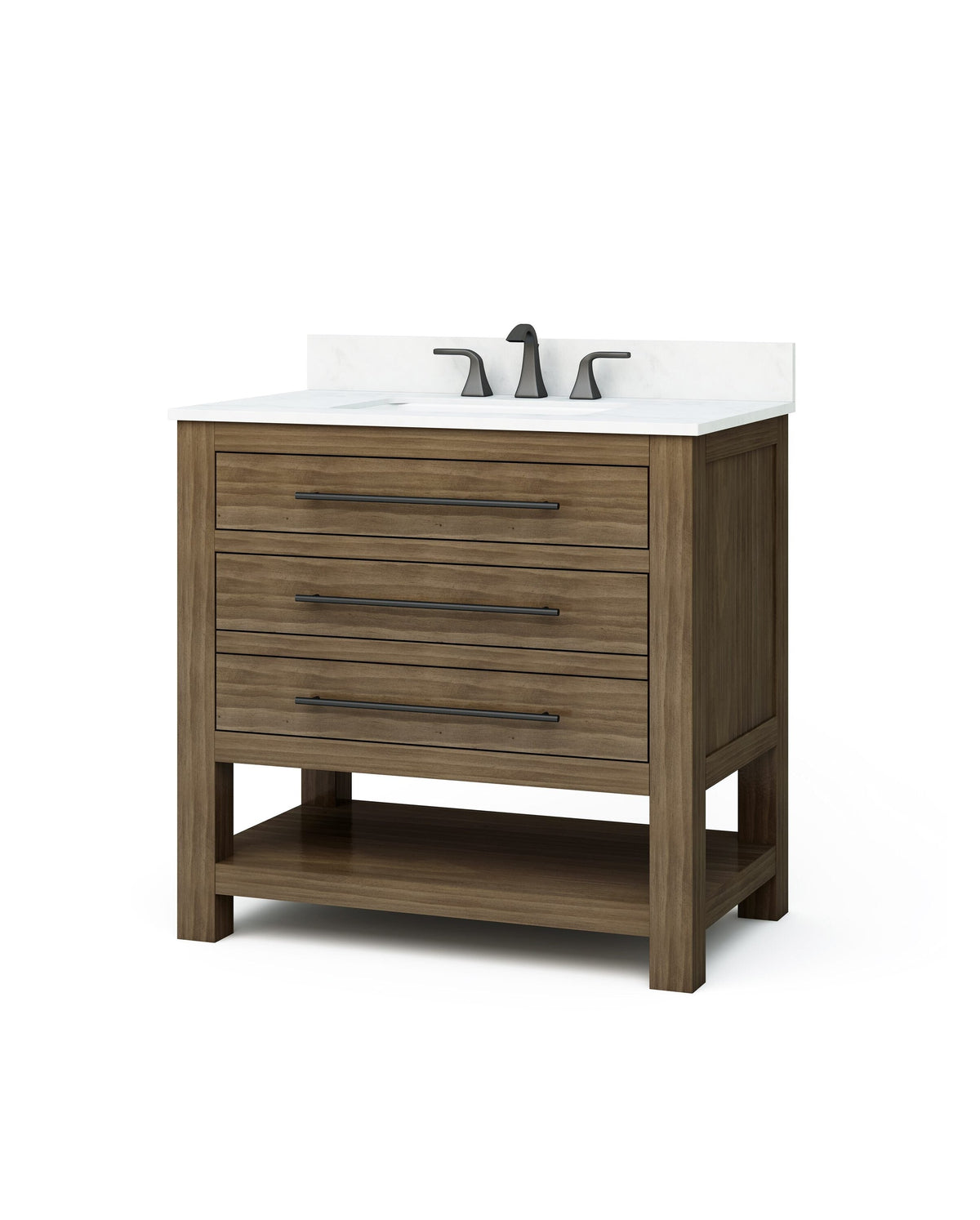allen + roth Kennilton 36-in Gray Oak Single Sink Bathroom Vanity with Gray Oak Engineered Stone Top