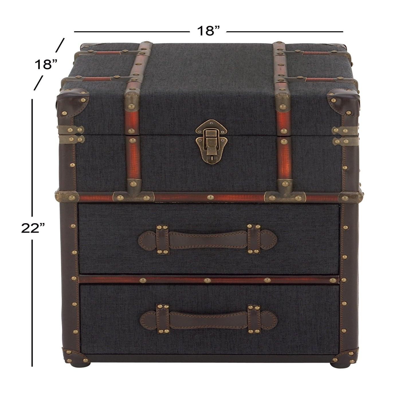 Grayson Lane Blue Upholstered 2 Drawer with Buckle Hinged Top 2-Drawer Accent Chest