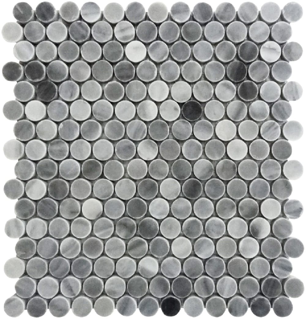 Apollo Tile (Sample) Floor and Wall Tile Gray 4-in x 4-in Polished Marble Penny Round Patterned Floor and Wall Tile