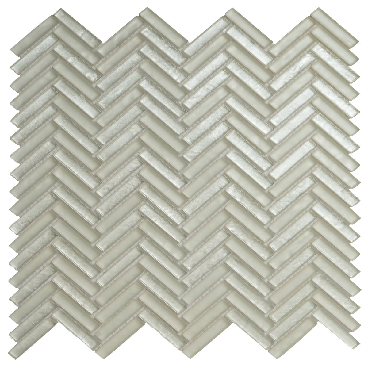 Apollo Tile Winterland White 12-in x 12-in Multi-finish Glass Herringbone Patterned Floor and Wall Tile (4.83-sq. ft/ Carton)