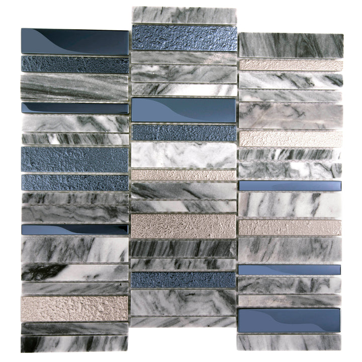 Apollo Tile (Sample) Floor and Wall Tile Gray, Gold and Black 4-in x 4-in Polished Marble Linear Patterned Floor and Wall Tile