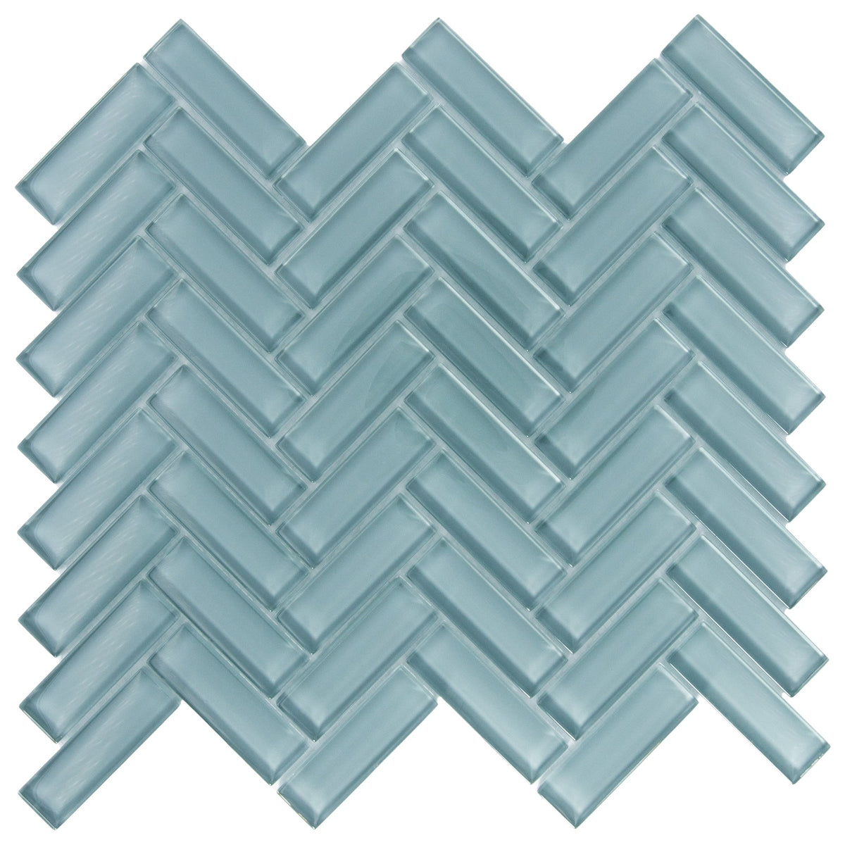 Apollo Tile (Sample) Colorway Slate Gray 4-in x 4-in Glossy Glass Herringbone Floor and Wall Tile