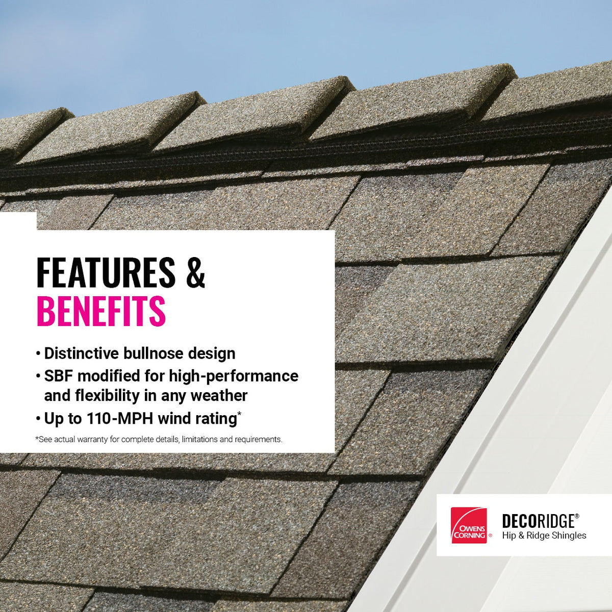 Owens Corning DecoRidge Sunrise Hip & Ridge Roof Shingles, 20 Linear Ft Coverage