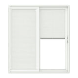 Pella 150 Series 72-in x 80-in x 4-9/16-in Jamb Low‑E Blinds-Between-the-Glass White Vinyl Right-Hand Sliding Double Patio Door