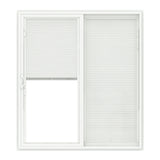 Pella 150 Series 72-in x 80-in x 4-9/16-in Jamb Low‑E Blinds-Between-the-Glass White Vinyl Right-Hand Sliding Double Patio Door