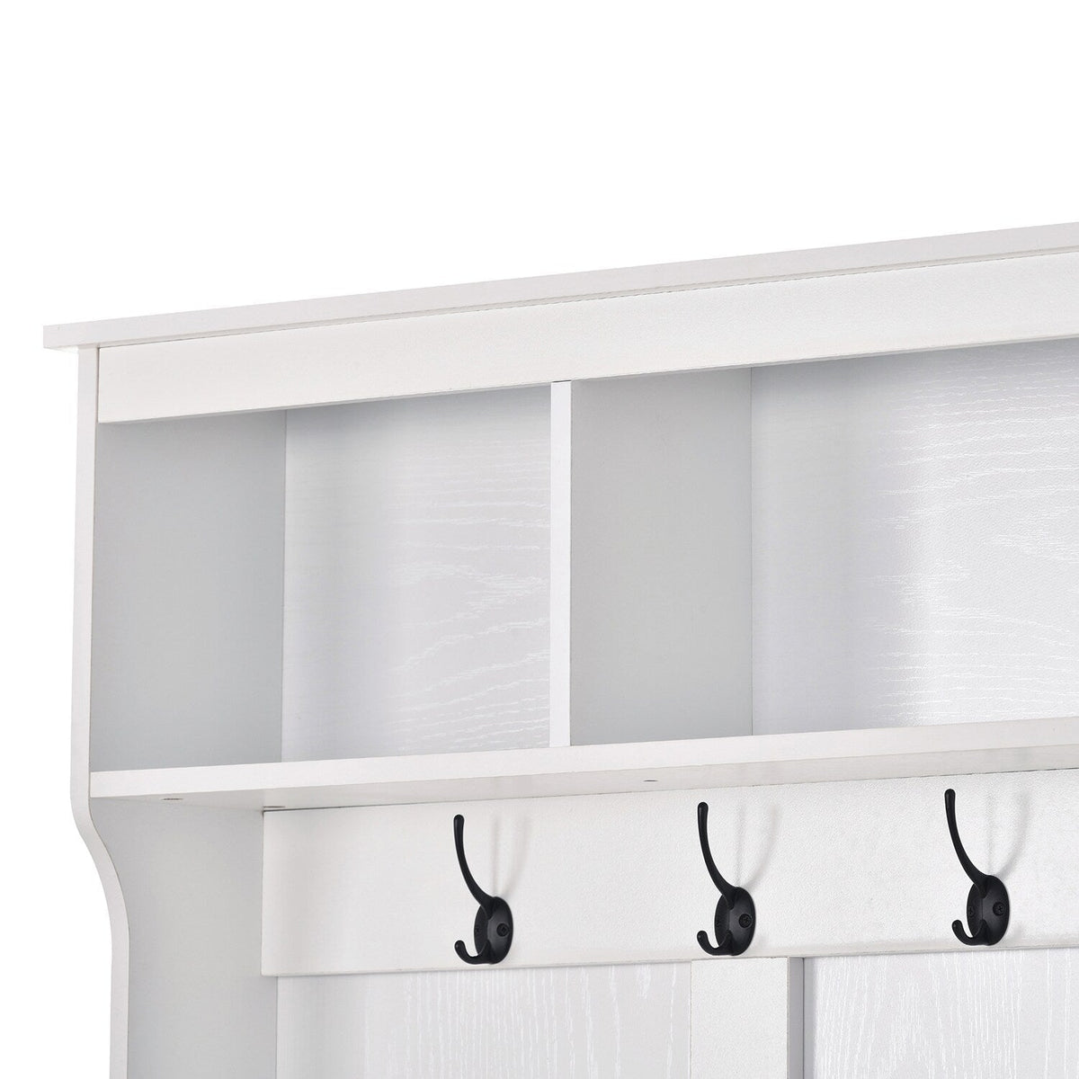 SINOFURN Hall Tree Entryway Bench with Shelves Cabinet