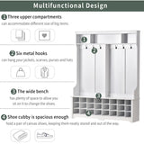 SINOFURN Hall Tree Entryway Bench with Shelves Cabinet