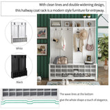 SINOFURN Hall Tree Entryway Bench with Shelves Cabinet