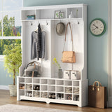 SINOFURN Hall Tree Entryway Bench with Shelves Cabinet