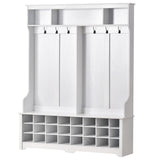SINOFURN Hall Tree Entryway Bench with Shelves Cabinet