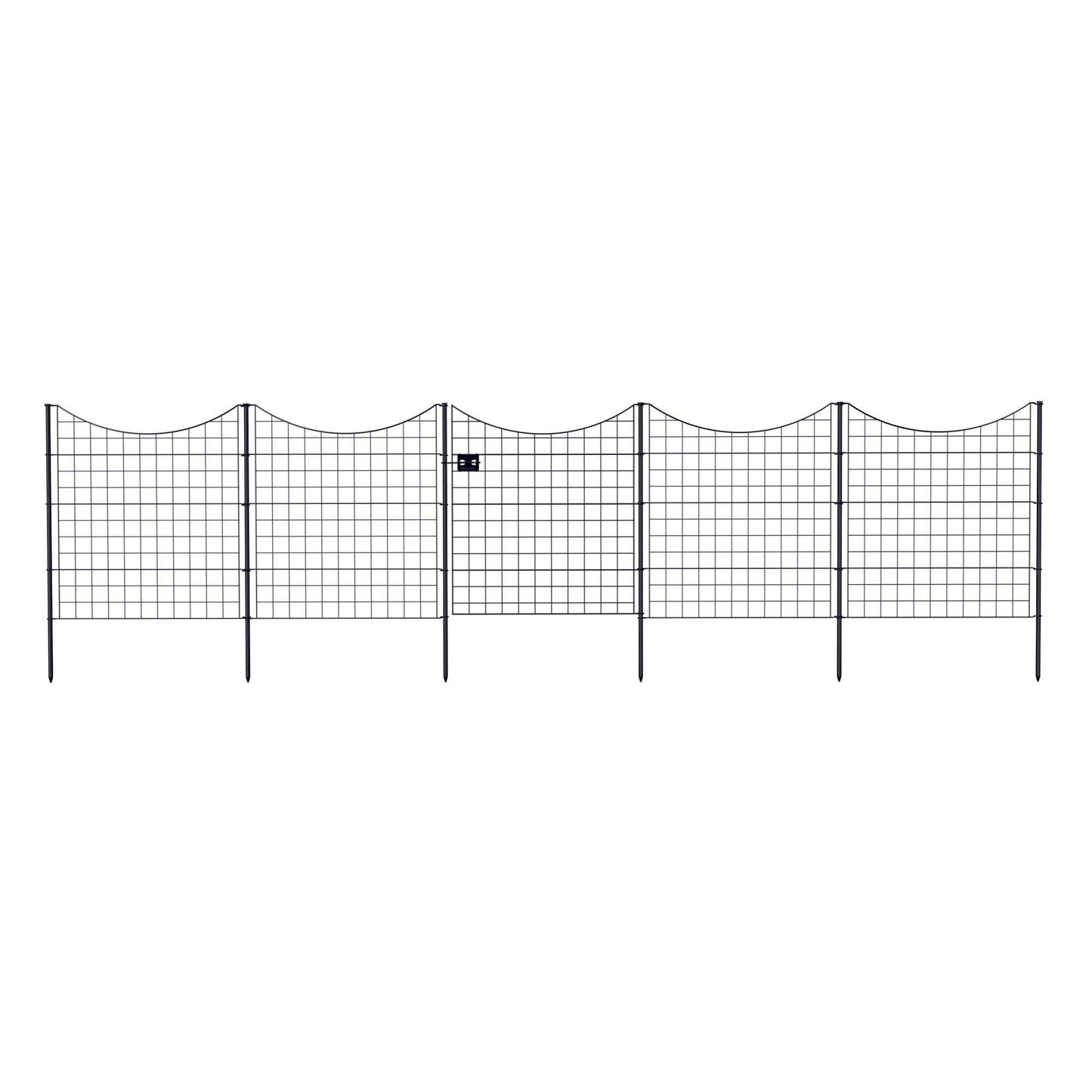 Zippity Outdoor Products 1 Gate 4 Panels 3-ft H x 3-ft W Black Galvanized Iron Scallop No Dig Garden Fence Gate Kit