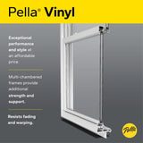 Pella 150 Series New Construction 27-1/2-in x 53-1/2-in White Vinyl Low-E Argon Double-Hung Window, Full Screen Included