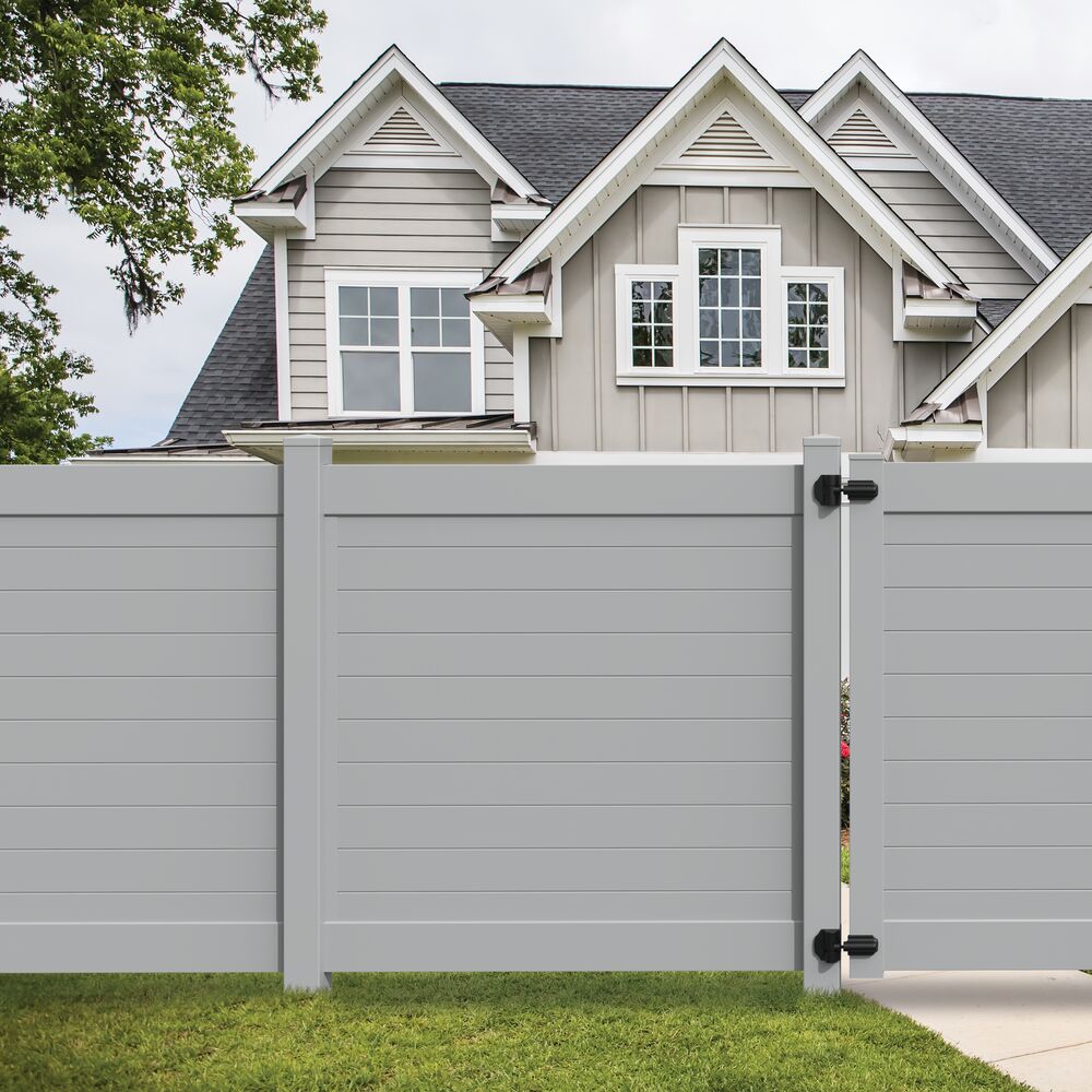 Freedom Newbeck 6-ft H x 6-ft W Gray Privacy Vinyl Flat-top Fence Panel (Unassembled)