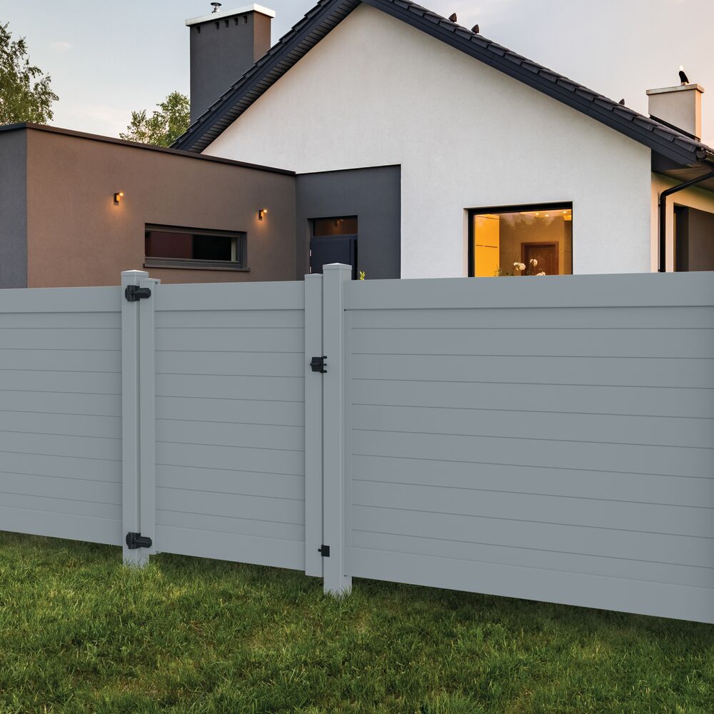 Freedom Barington 6-ft H x 8-ft W Gray Privacy Vinyl Flat-top Fence Panel (Unassembled)