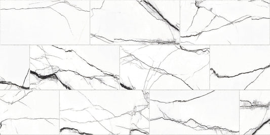 Thunder White 12-in x 24-in Matte Porcelain Marble Look Floor and Wall Tile (1.94-sq. ft/ Piece)