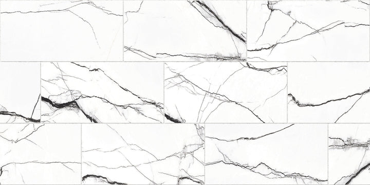 Thunder White 12-in x 24-in Matte Porcelain Marble Look Floor and Wall Tile (1.94-sq. ft/ Piece)