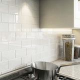 Giorbello Classic Premium Bright White 3-in x 6-in Glossy Glass Subway Wall Tile (5-sq. ft/ Carton)