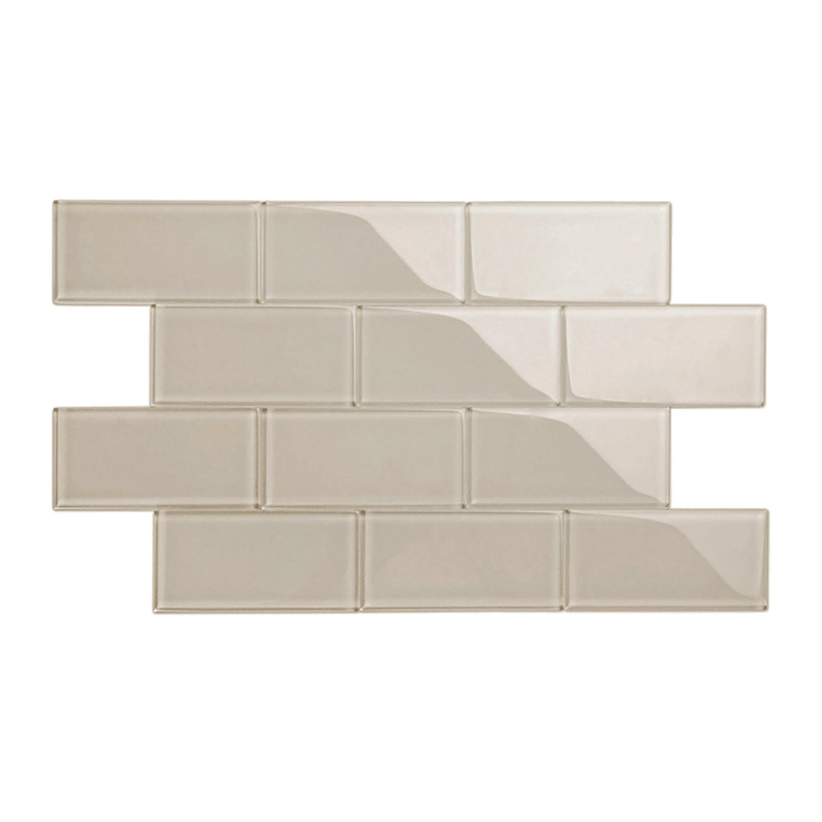 Giorbello Classic Premium Light Taupe 3-in x 6-in Glossy Glass Subway Wall Tile (5-sq. ft/ Carton)