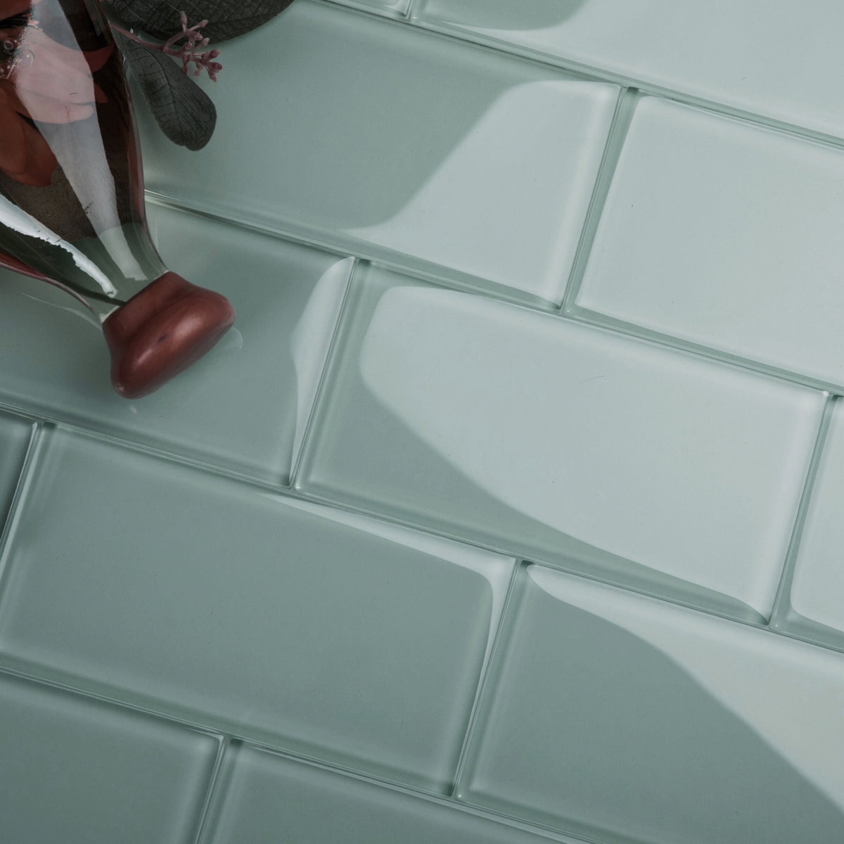 Giorbello (Sample) 3x6 Glass Subway Tiles Slate 3-in x 6-in Glossy Glass Brick Subway Wall Tile
