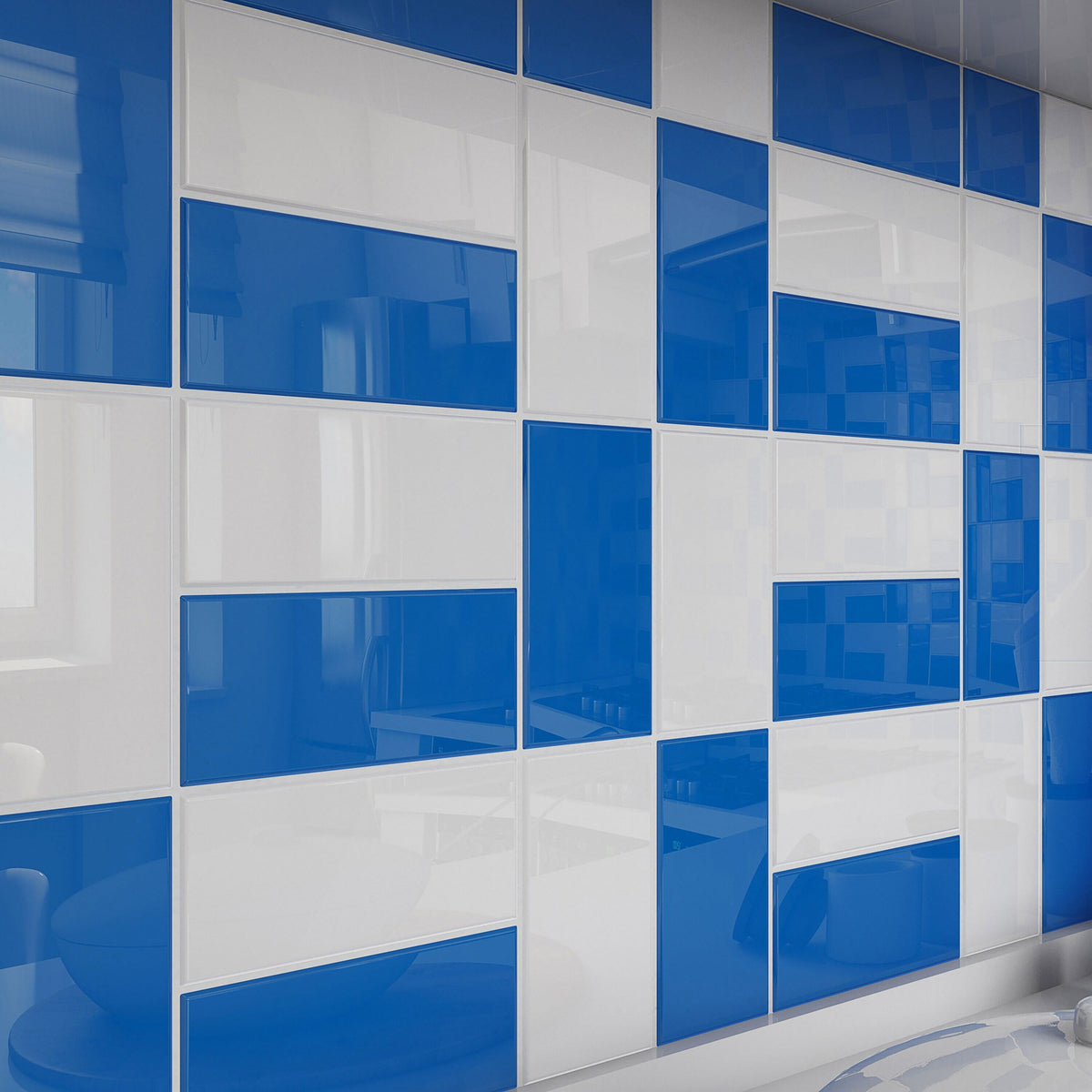 Giorbello Classic Premium Mediterranean Blue 6-in x 12-in Glossy Glass Subway Wall Tile (5-sq. ft/ Carton)