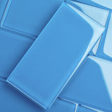 Giorbello Classic Premium Mediterranean Blue 6-in x 12-in Glossy Glass Subway Wall Tile (5-sq. ft/ Carton)