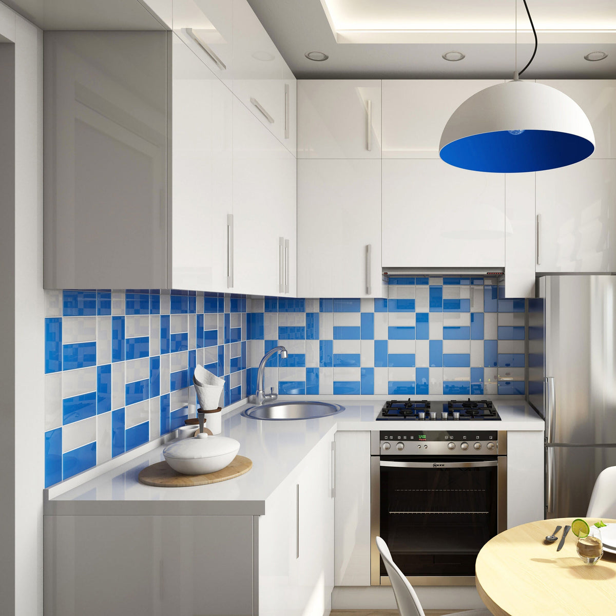 Giorbello Classic Premium Mediterranean Blue 6-in x 12-in Glossy Glass Subway Wall Tile (5-sq. ft/ Carton)