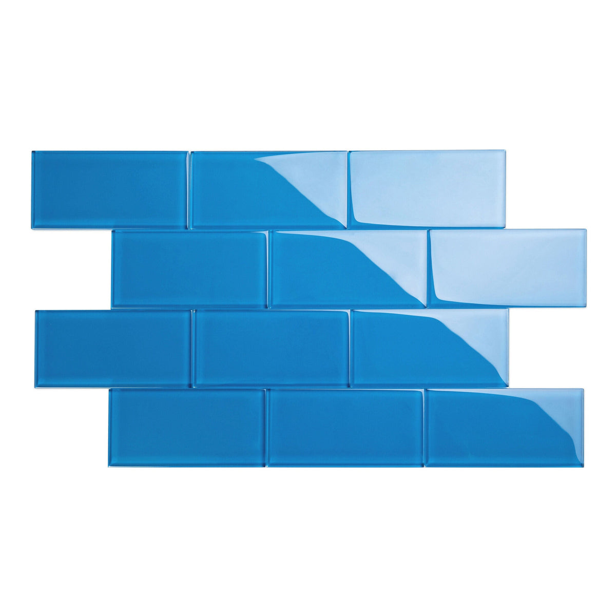 Giorbello (Sample) 3x6 Glass Subway Tiles Blue 3-in x 6-in Glossy Glass Brick Subway Wall Tile