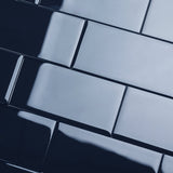 Giorbello (Sample) Glass Subway Midnight Blue 3-in x 6-in Glossy Glass Wall Tile