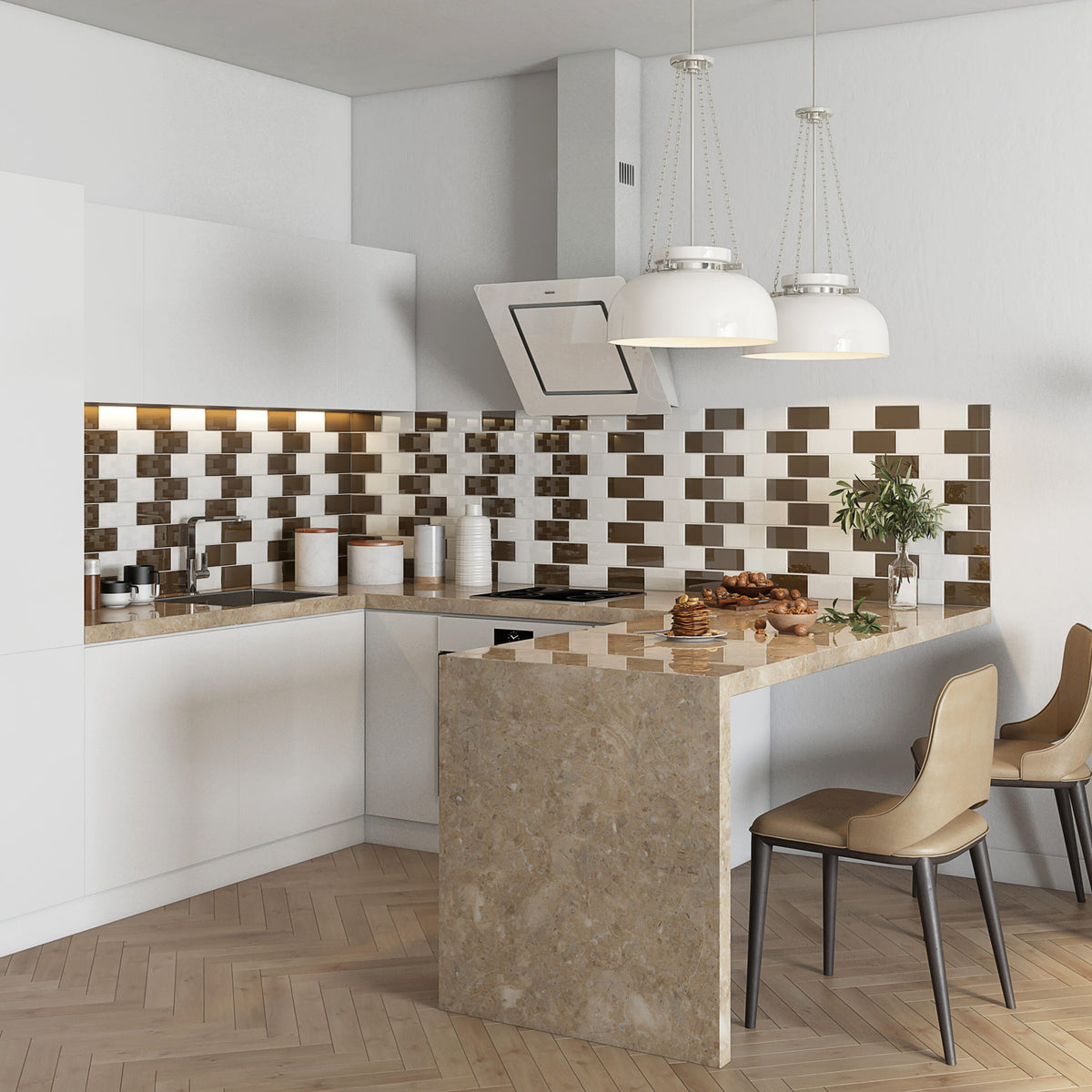Giorbello Classic Premium Classic Brown 6-in x 12-in Glossy Glass Subway Wall Tile (5-sq. ft/ Carton)