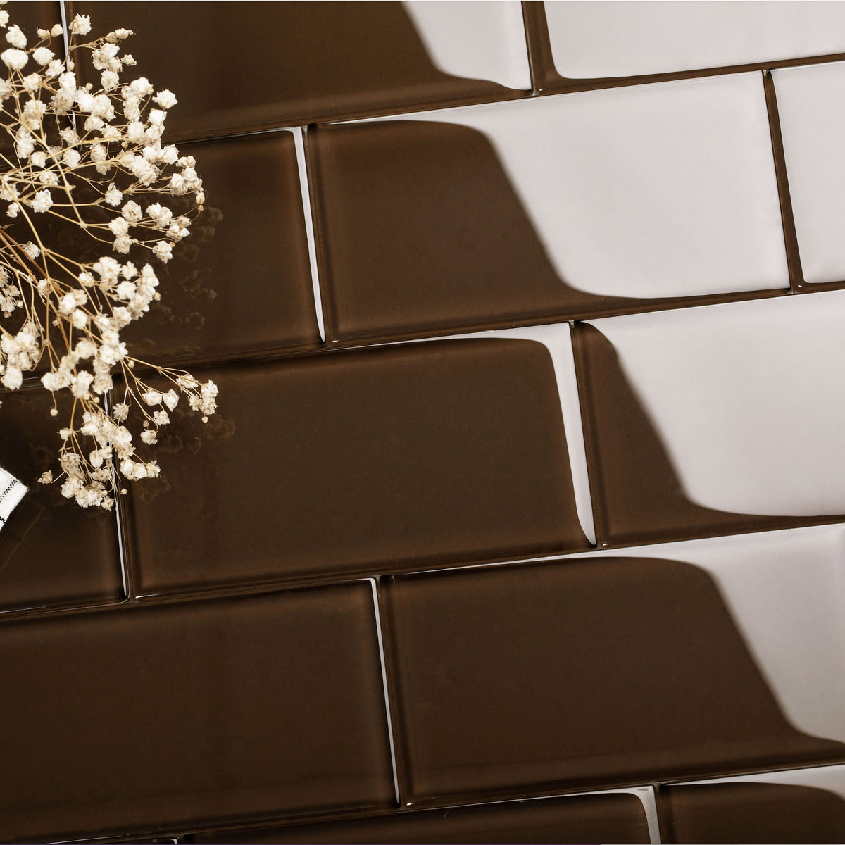 Giorbello Classic Premium Classic Brown 6-in x 12-in Glossy Glass Subway Wall Tile (5-sq. ft/ Carton)