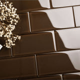 Giorbello (Sample) 3x6 Glass Subway Tiles Classic Brown 3-in x 6-in Glossy Glass Brick Subway Wall Tile