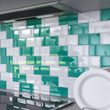 Giorbello (Sample) 3x6 Glass Subway Tiles Emerald Green 3-in x 6-in Glossy Glass Brick Subway Wall Tile