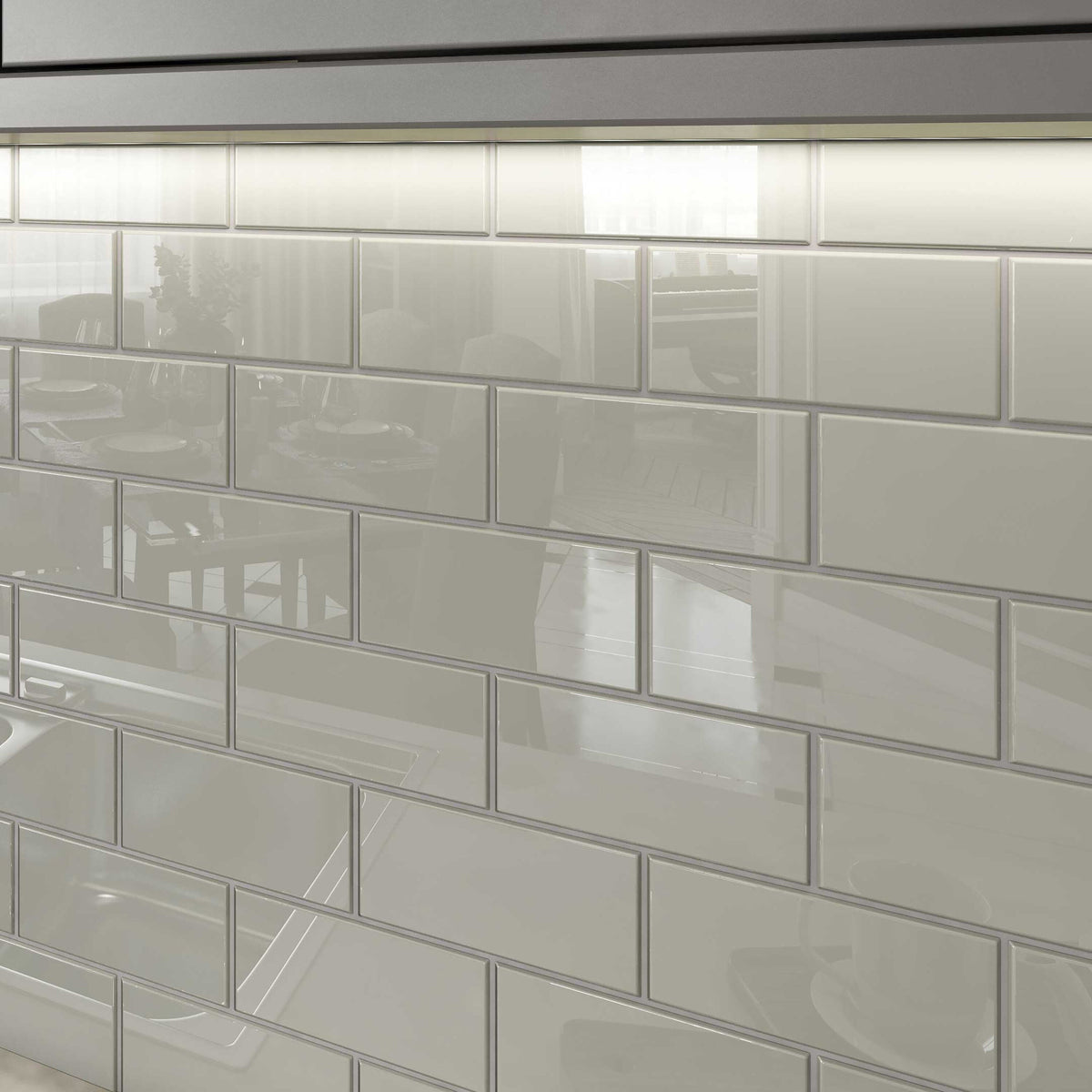Giorbello Classic Premium Light Gray 3-in x 6-in Glossy Glass Subway Wall Tile (5-sq. ft/ Carton)