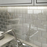 Giorbello Classic Premium Light Gray 3-in x 6-in Glossy Glass Subway Wall Tile (5-sq. ft/ Carton)