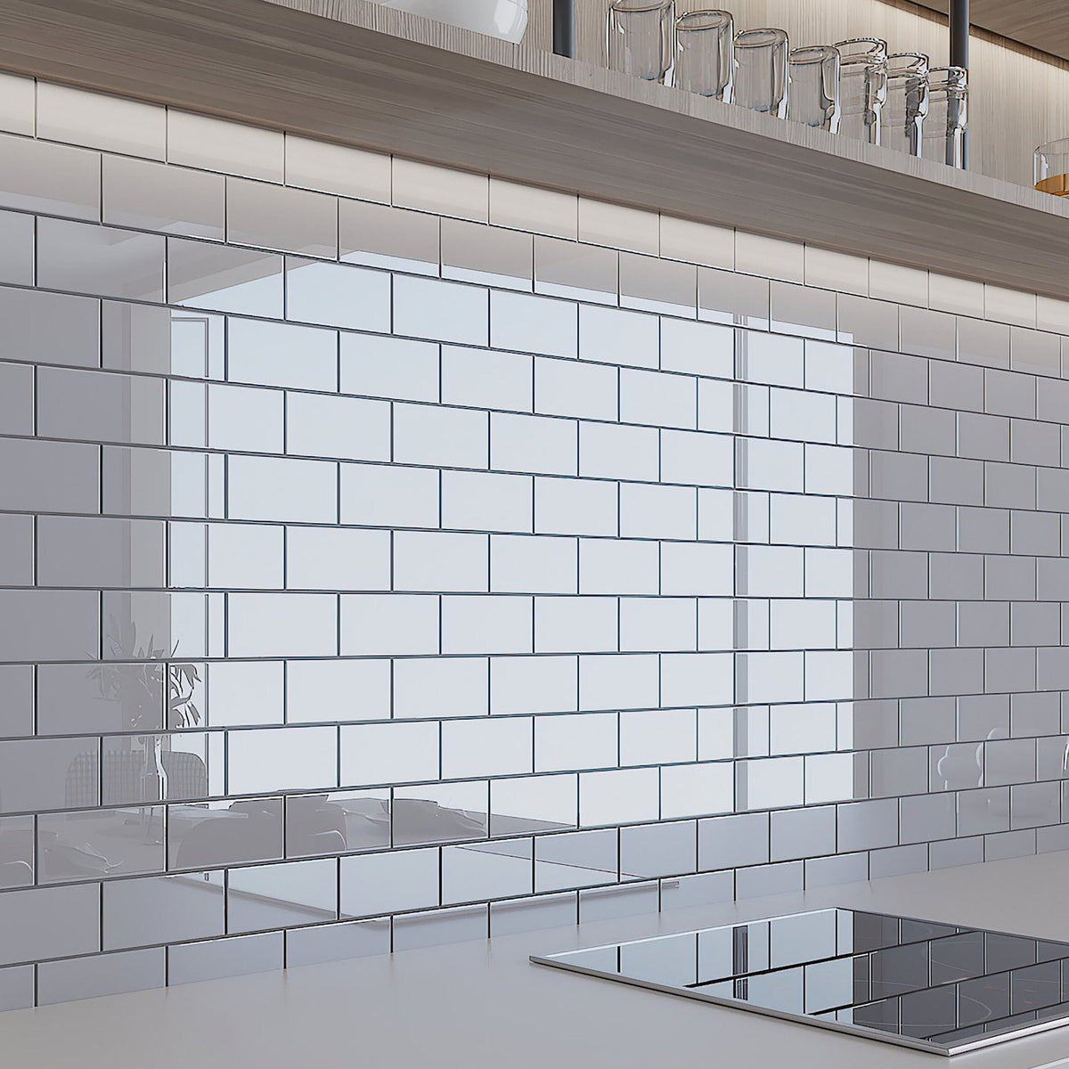 Giorbello (Sample) Glass Subway Lavender Gray 3-in x 6-in Glossy Glass Wall Tile